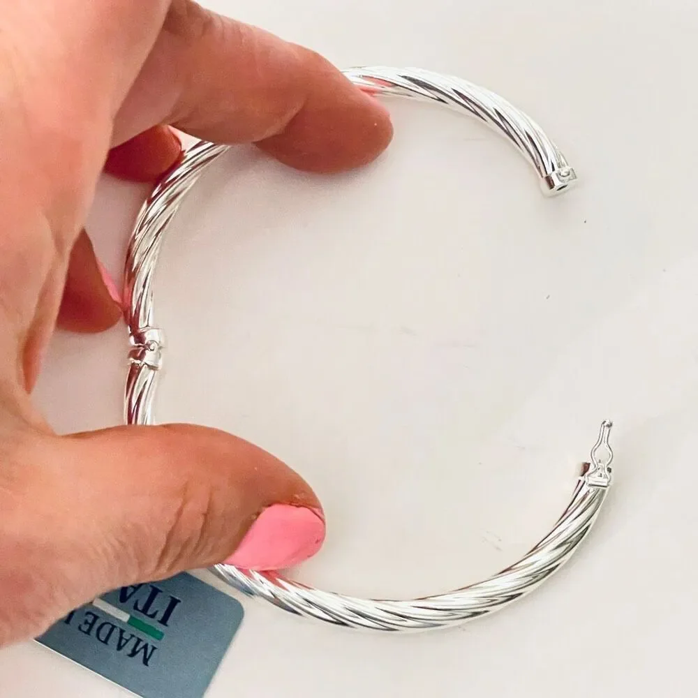 NWT Mia Fiore Made in Italy 925 Sterling Silver Plated Bronze Bangle Bracelet